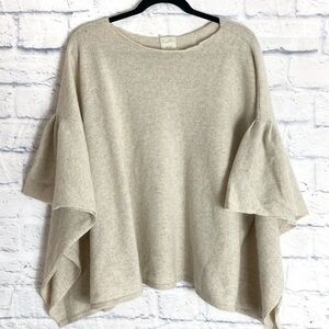 Zara oatmeal cashmere sweater poncho cape